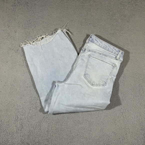 Oat New York Denim - Oat New York Womens 10/30 Pant Blue Light Wash Wide Leg Raw Hem #3891